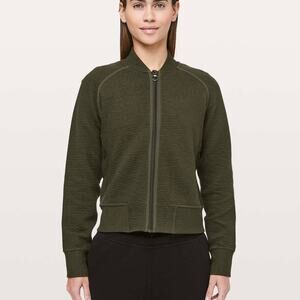 LULULEMON On Repeat Full Zip Bomber Jacket Dark Olive 4